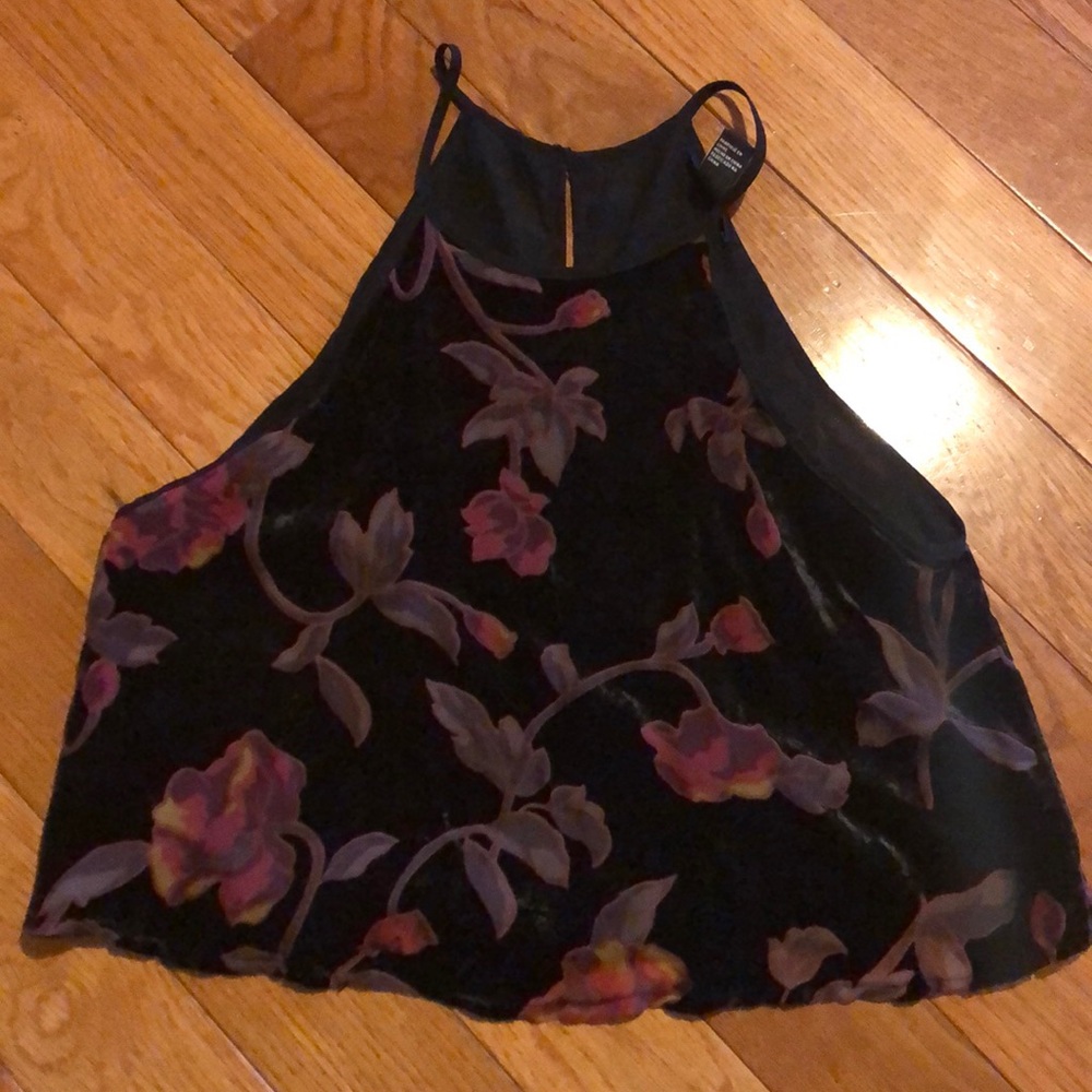 Velvet floral crop top